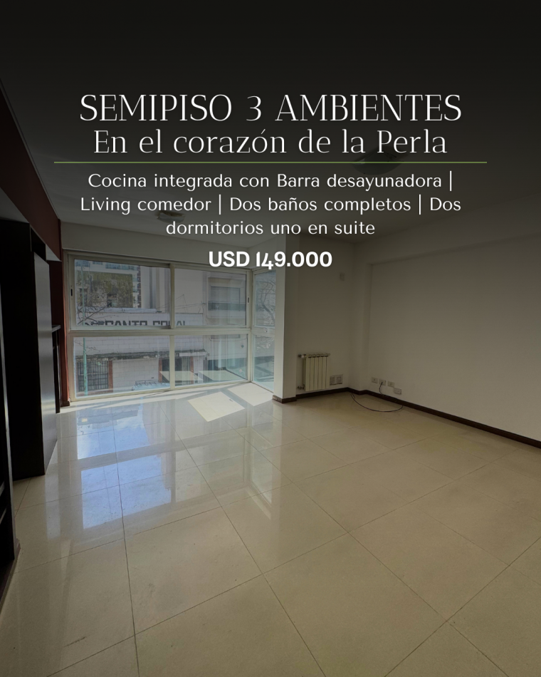SEMIPISO DE TRES AMBIENTES A METROS DEL MAR. LA PERLA. MAR DEL PLATA