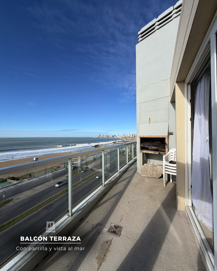 DEPARTAMENTO 3 AMBIENTES EN ALQUILER 24 MESES. VISTA PLENA AL MAR BALCON TERRAZA CON PARRILLA