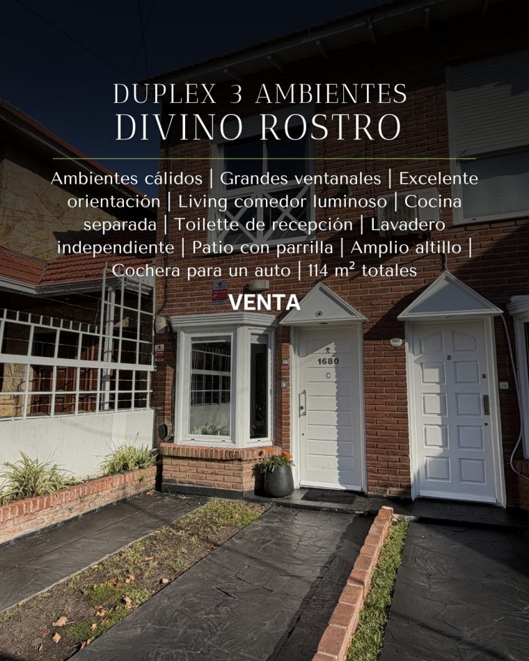 DUPLEX TRES AMBIENTES CON PATIO COCHERA Y ALTILLO. DIVINO ROSTRO. MAR DEL PLATA 